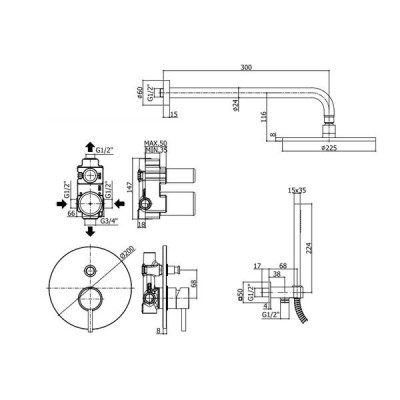 Душова система прихованого монтажу Paffoni Light KIT LIG 015 CR