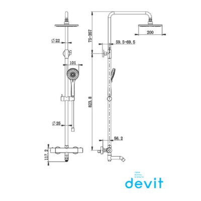 Душова система Devit Frida 50502203B з термостатом Душова система Devit Frida 50502203B з термостатом