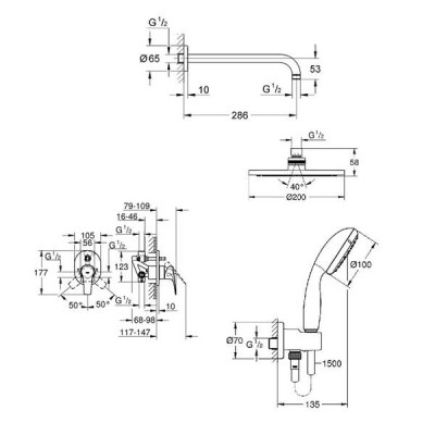 Душова система прихованого монтажу Grohe Bau Flow 2904500A Душова система прихованого монтажу Grohe Bau Flow 2904500A
