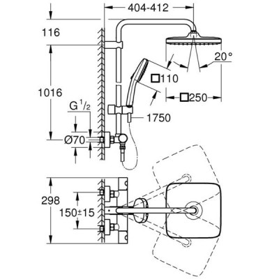 Душова система Grohe Tempesta Cosmopolitan System 26689001 з термостатом