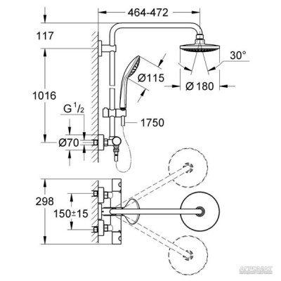 Душова система Grohe Euphoria Cosmopolitan 27296001 з термостатом Душова система Grohe Euphoria Cosmopolitan 27296001 з термостатом