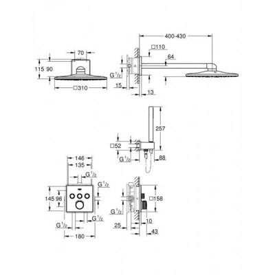 Душова система прихованого монтажу Grohe Grohtherm SmartControl 3470600A з термостатом Душова система прихованого монтажу Grohe Grohtherm SmartControl 3470600A з термостатом