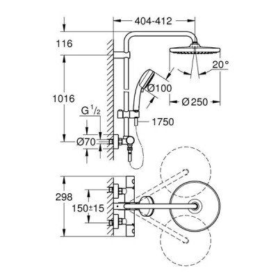 Душова система Grohe Tempesta Cosmopolitan System 250 26670000 з термостатом Душова система Grohe Tempesta Cosmopolitan System 250 26670000 з термостатом