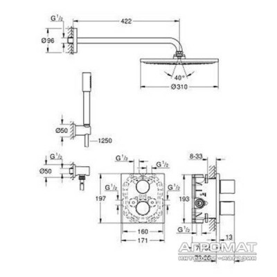 Душова система прихованого монтажу Grohe Grohtherm 3000 Cosmopolitan 34627000 з термостатом Душова система прихованого монтажу Grohe Grohtherm 3000 Cosmopolitan 34627000 з термостатом