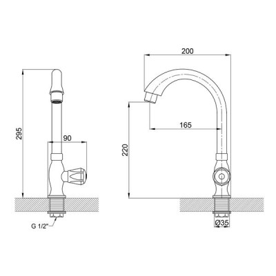 Кран на одну воду для кухні Brinex BW 269 Кран на одну воду для кухні Brinex BW 269