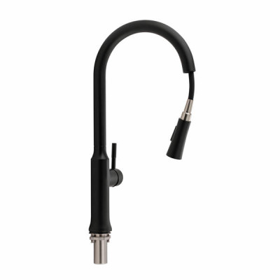 Змішувач для кухні Qtap Baruska з висувним виливом QTBAR9137103UB Black Matt Змішувач для кухні Qtap Baruska з висувним виливом QTBAR9137103UB Black Matt