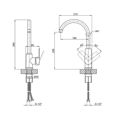 Смеситель для кухни Brinex 35C 20N Смеситель для кухни Brinex 35C 20N