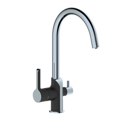 Смеситель для кухни Qtap Grand с подключением для питьевой воды QTGRA362CRB45669 Chrome/Black