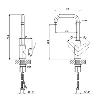 Змішувач для кухні Brinex 35C 20F Змішувач для кухні Brinex 35C 20F