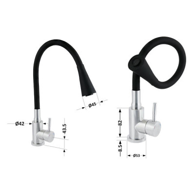Змішувач для кухні Lidz Aria 015F31 з гнучким виливом (k35) LDARI015F31BNK31872 Black / Nickel Змішувач для кухні Lidz Aria 015F31 з гнучким виливом (k35) LDARI015F31BNK31872 Black / Nickel