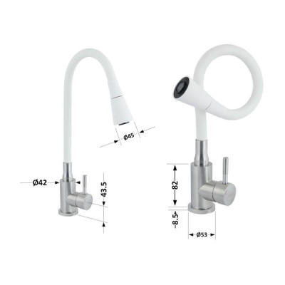 Змішувач для кухні Lidz Aria 015F31 з гнучким виливом (k35) LDARI015F31WNK36981 White / Nickel Змішувач для кухні Lidz Aria 015F31 з гнучким виливом (k35) LDARI015F31WNK36981 White / Nickel