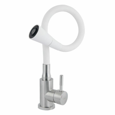 Змішувач для кухні Lidz Aria 015F31 з гнучким виливом (k35) LDARI015F31WNK36981 White / Nickel Змішувач для кухні Lidz Aria 015F31 з гнучким виливом (k35) LDARI015F31WNK36981 White / Nickel