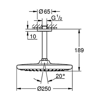 Верхній душ Grohe Tempesta 26664000 з кронштейном Верхній душ Grohe Tempesta 26664000 з кронштейном