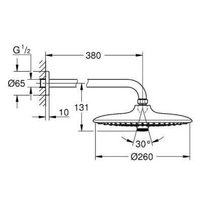 Верхній душ Grohe Euphoria 260 26458000 з душовим кронштейном, хром Верхній душ Grohe Euphoria 260 26458000 з душовим кронштейном, хром