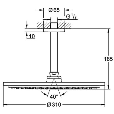 Верхній душ Grohe Rainshower Cosmopolitan 26067000 з кронштейном Верхній душ Grohe Rainshower Cosmopolitan 26067000 з кронштейном