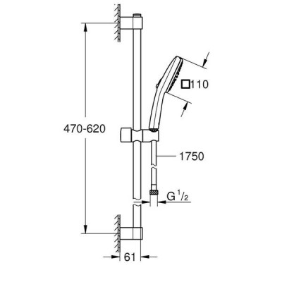 Душовий набір Grohe Tempesta Cube 267482433 2 режими струменю, чорний матовий Душовий набір Grohe Tempesta Cube 267482433 2 режими струменю, чорний матовий