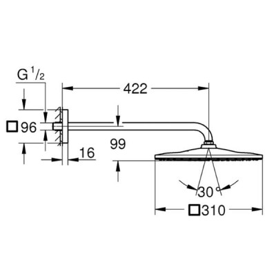Верхній душ Grohe Rainshower 310 Mono Cube 26564000 хром