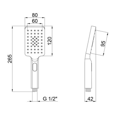 Лійка для ручного душу Qtap Rucni 120х80 мм прямокутна QTRUCA121N3KBB Black Matt Лійка для ручного душу Qtap Rucni 120х80 мм прямокутна QTRUCA121N3KBB Black Matt