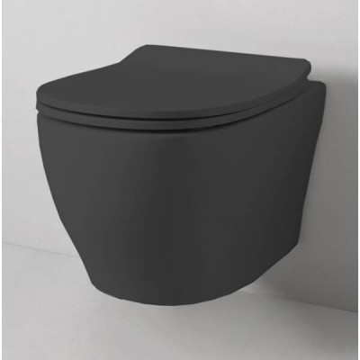 Унітаз підвісний ArtCeram TEN TEV006 17;00+TEA011 17 безобідковий з кришкою soft-close, чорний матовий Унітаз підвісний ArtCeram TEN TEV006 17;00+TEA011 17 безобідковий з кришкою soft-close, чорний матовий