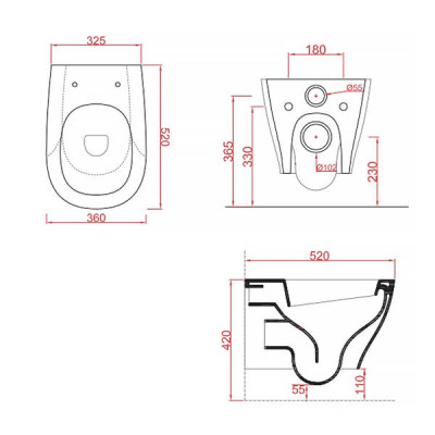 Унітаз підвісний ArtCeram TEN TEV006 17;00+TEA011 17 безобідковий з кришкою soft-close, чорний матовий Унітаз підвісний ArtCeram TEN TEV006 17;00+TEA011 17 безобідковий з кришкою soft-close, чорний матовий