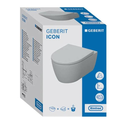 Унітаз підвісний Geberit iCon 501.664.00.1 Rimfree, з кришкою дюропласт Унітаз підвісний Geberit iCon 501.664.00.1 Rimfree, з кришкою дюропласт