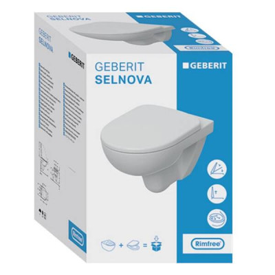 Унітаз підвісний Geberit Selnova Rimfree 501.751.00.1 із сидінням Soft Close Унітаз підвісний Geberit Selnova Rimfree 501.751.00.1 із сидінням Soft Close