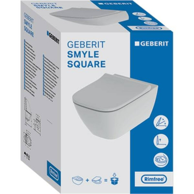 Унітаз підвісний Geberit Smyle Square 500.683.00.2 Rimfree, із сидінням Soft Close Унітаз підвісний Geberit Smyle Square 500.683.00.2 Rimfree, із сидінням Soft Close