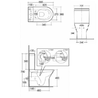 Унітаз-компакт RAK Ceramics RESORT RST17AWHA + RST10AWHA + RESC0004 безобідковий з сидінням Soft-close Унітаз-компакт RAK Ceramics RESORT RST17AWHA + RST10AWHA + RESC0004 безобідковий з сидінням Soft-close
