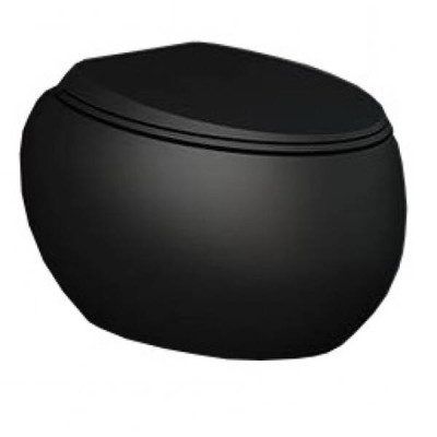 Унітаз підвісний Rak Ceramics CLOUD CLOWC1446504A + CLOSC3901504 з кришкою Duroplast, SLIM, Soft Close, Quick Release, безобідковий, чорний матовий