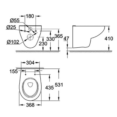 Унітаз підвісний Grohe Bau Ceramic 39427000 безобідковий
