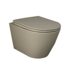 Унітаз підвісний RAK Ceramics FEELING RSTSC3901514 + RST23514 безобідковий із сидінням Soft Close, матовий капучіно
