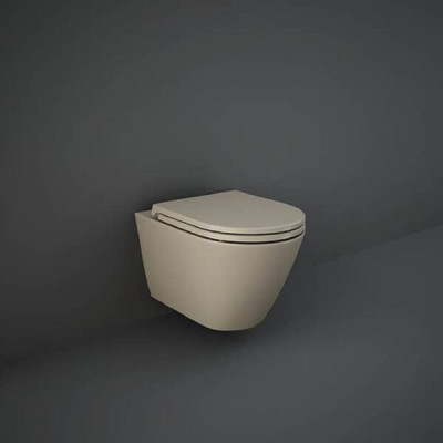 Унітаз підвісний RAK Ceramics FEELING RSTSC3901514 + RST23514 безобідковий із сидінням Soft Close, матовий капучіно