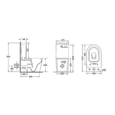 Унитаз-компакт Qtap Stork/Swan безободковый с сиденьем Soft-close QT15222179W