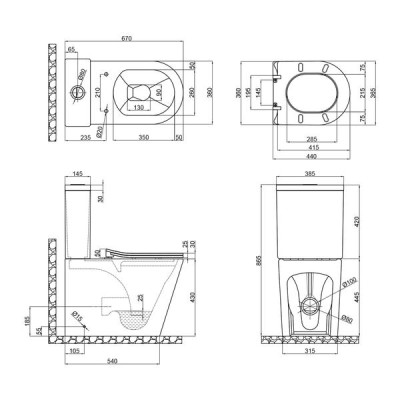 Унитаз-компакт Qtap Scorpio безободковый с сиденьем Soft-close QT14222125ARMB