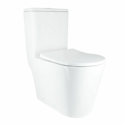 Унитаз-моноблок напольный Qtap Swan Ultra Quiet безободковый с сиденьем Soft-Close WHITE QT16226080AW