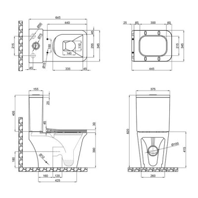 Унитаз-компакт Qtap Kalao безободковый с сиденьем Soft-close QT08221213AW