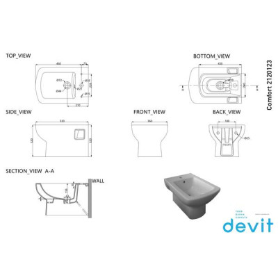 Біде підвісне Devit Comfort New 2120123 Біде підвісне Devit Comfort New 2120123