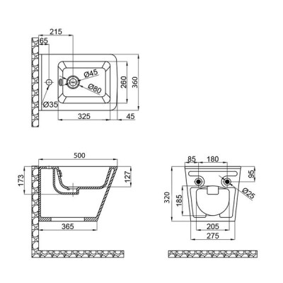 Биде подвесное Qtap Tern 485x345x330 White QT1755052FW Биде подвесное Qtap Tern 485x345x330 White QT1755052FW