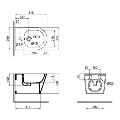 Биде подвесное Qtap Swan 520х360х320 White QT16555378W Биде подвесное Qtap Swan 520х360х320 White QT16555378W