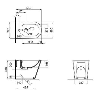 Биде напольное Qtap Stork/Swan 560х360х410 White QT15443378W Биде напольное Qtap Stork/Swan 560х360х410 White QT15443378W