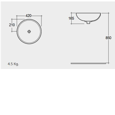 Раковина RAK Ceramics Diana OC72AWHA 42 см на стільницю Раковина RAK Ceramics Diana OC72AWHA 42 см на стільницю