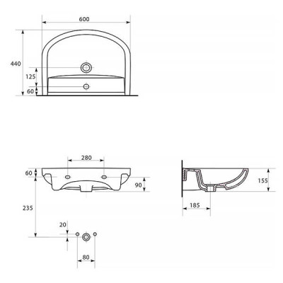 Раковина Cersanit Arteco 60 см Раковина Cersanit Arteco 60 см