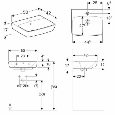 Раковина Geberit Selnova Square 500.310.01.7 50 см