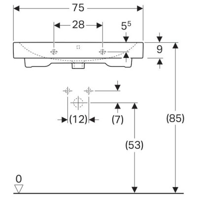 Раковина Geberit iCon 124078000 75 см без отвору під змішувач Раковина Geberit iCon 124078000 75 см без отвору під змішувач