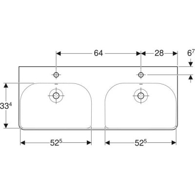 Раковина Geberit Smyle Square 500.223.01.1 120 см подвійна Раковина Geberit Smyle Square 500.223.01.1 120 см подвійна