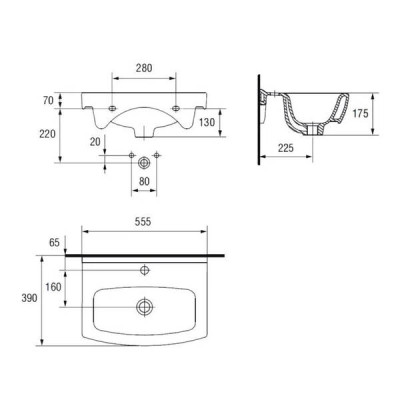 Раковина Mito Cersania ( CCWF1000488207 / K11-0165 ) 55 см білий глянець