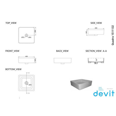 Раковина Devit Quadra 1511132B тонкостінна Раковина Devit Quadra 1511132B тонкостінна