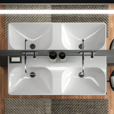 Раковина Geberit Smyle Square 500.224.01.1 120 см подвійна Раковина Geberit Smyle Square 500.224.01.1 120 см подвійна
