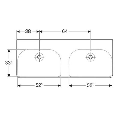 Раковина Geberit Smyle Square 500.224.01.1 120 см подвійна Раковина Geberit Smyle Square 500.224.01.1 120 см подвійна