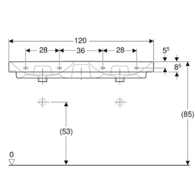 Раковина Geberit Smyle Square 500.224.01.1 120 см подвійна Раковина Geberit Smyle Square 500.224.01.1 120 см подвійна